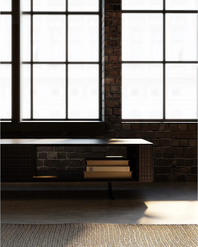 Mueble de TV FORGE de madera de teca 240 x 45 x 41 cm