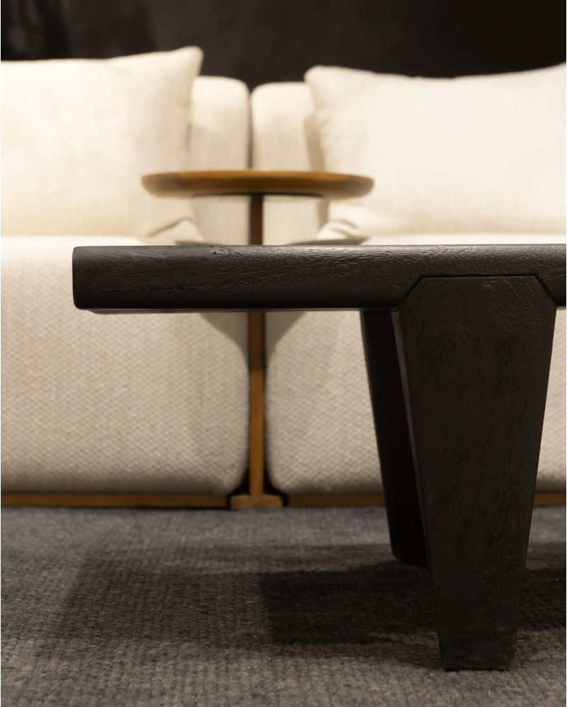 Table basse RIVIA en bois de suar 170 x 55 x 33 cm de hauteur en noir