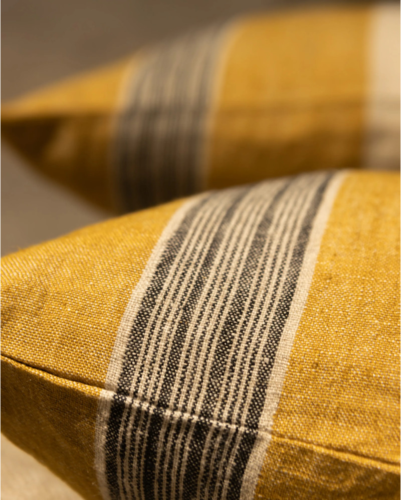 BANDA linen cushion cover 50 x 50 cm mustard color