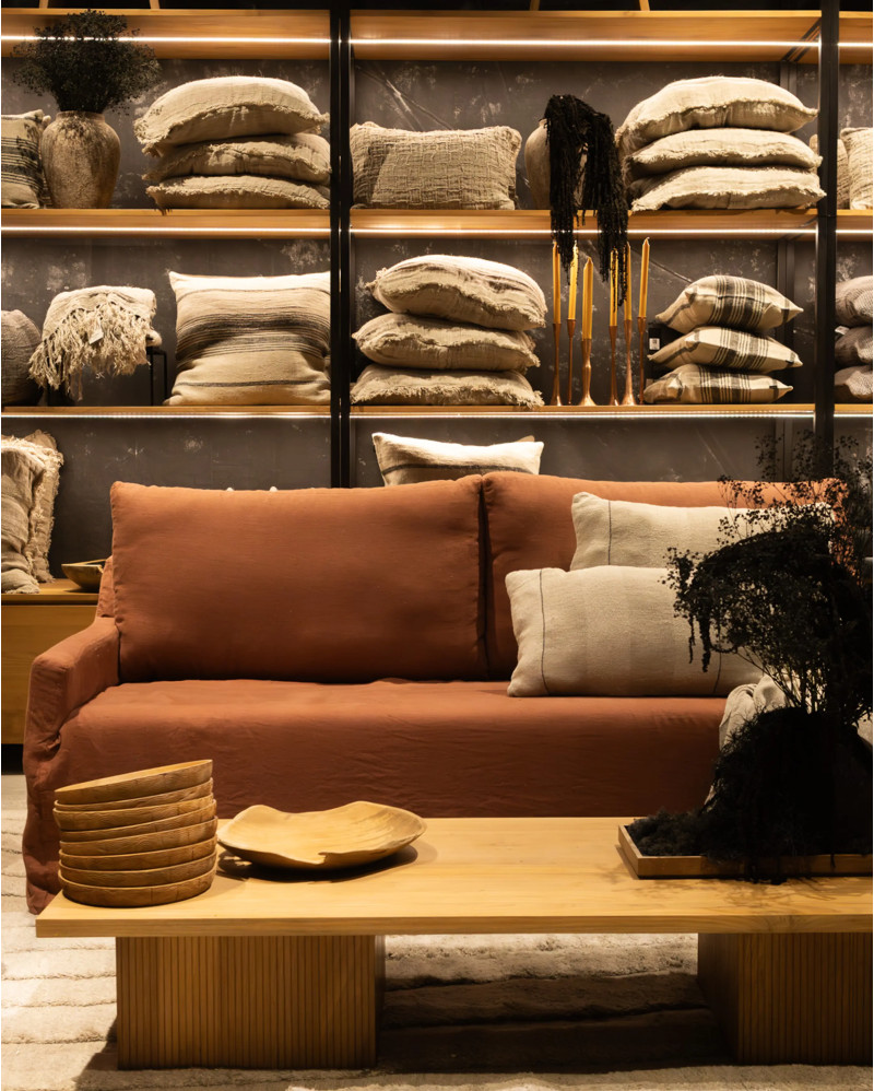 BEETHOVEN LINEAL 3-seater sofa in linen 212 x 95 x 94 cm terracotta