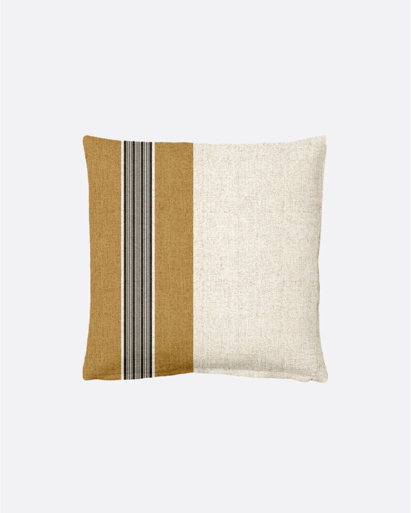 Housse de coussin BANDA en lin 50 x 50 cm couleur moutarde