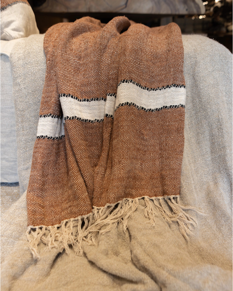 Plaid SALAI en coton et lin 170 x 130 cm