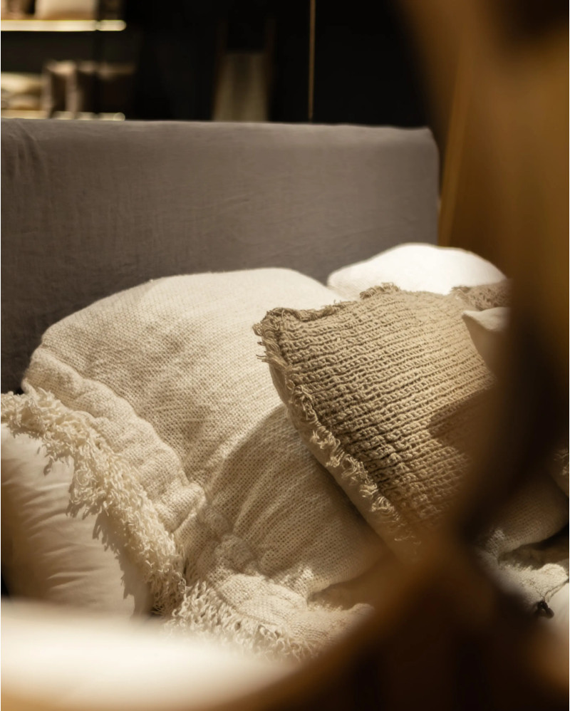 Tête de lit BEETHOVEN en lin 200 x 8 x 110 cm pour lit de 180 cm couleur taupe