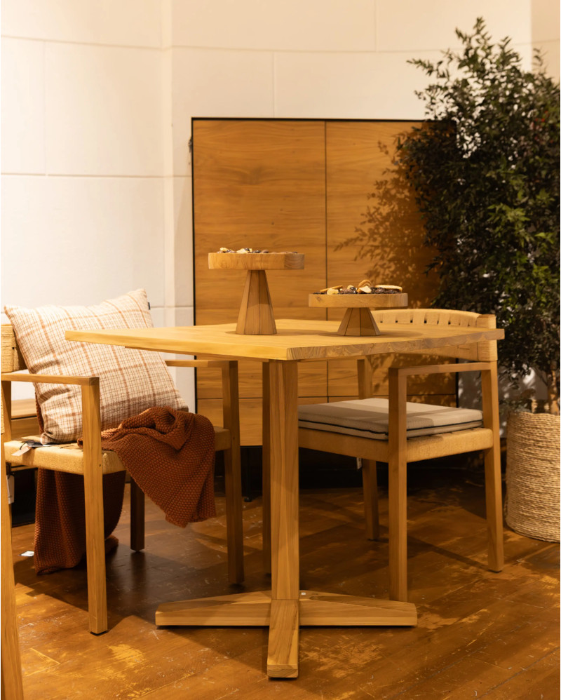 Table à manger RUMAH en bois de teck 80 x 80 x 75 cm en couleur naturelle