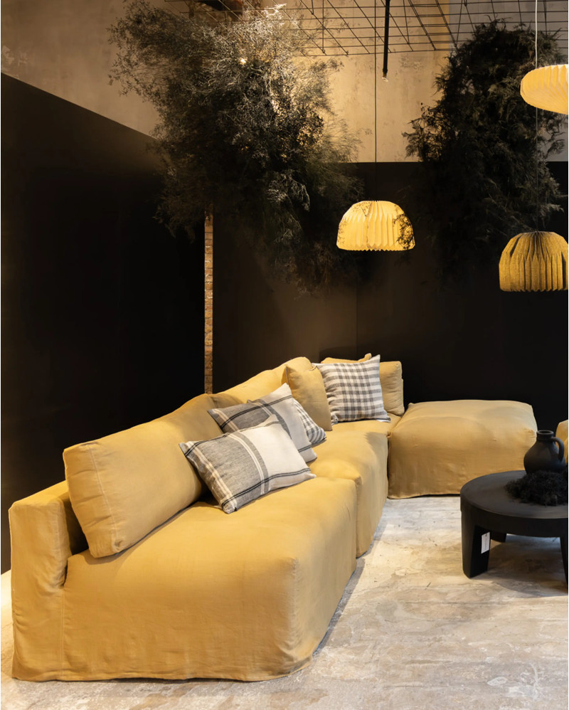 KAURA linen cushion cover 50 x 50 cm in mustard