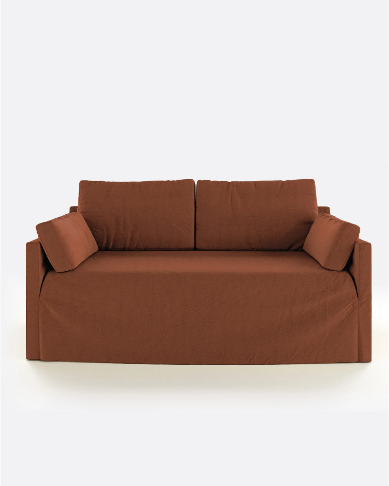 BEETHOVEN LINEAL 2-seater sofa in linen 182 x 95 x 94 cm terracotta