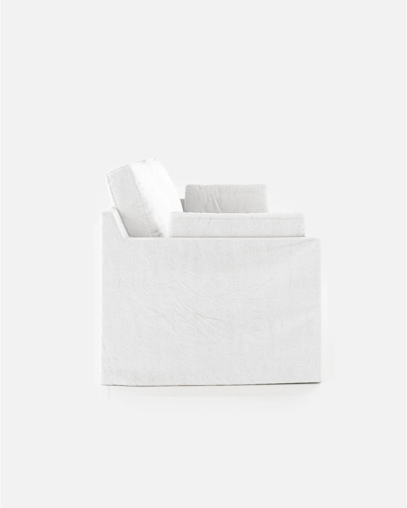 BEETHOVEN LINEAL 2-seater sofa in linen 182 x 95 x 94 cm white