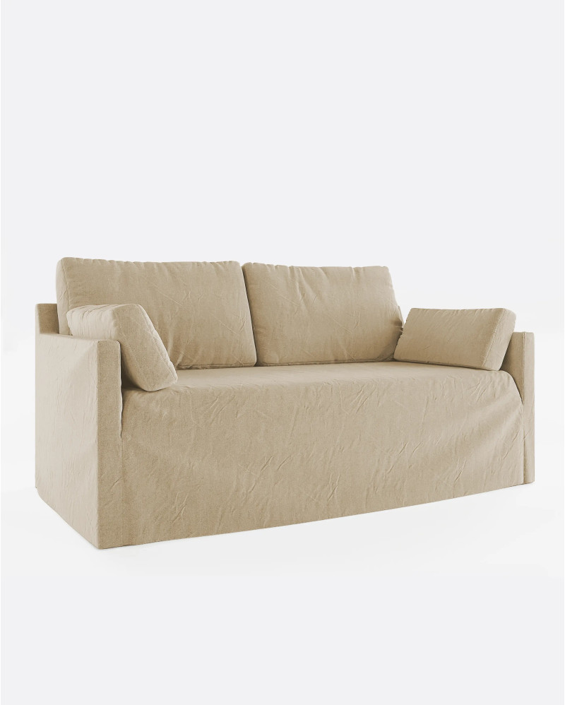 BEETHOVEN LINEAL 2-seater sofa in linen 182 x 95 x 94 cm natural