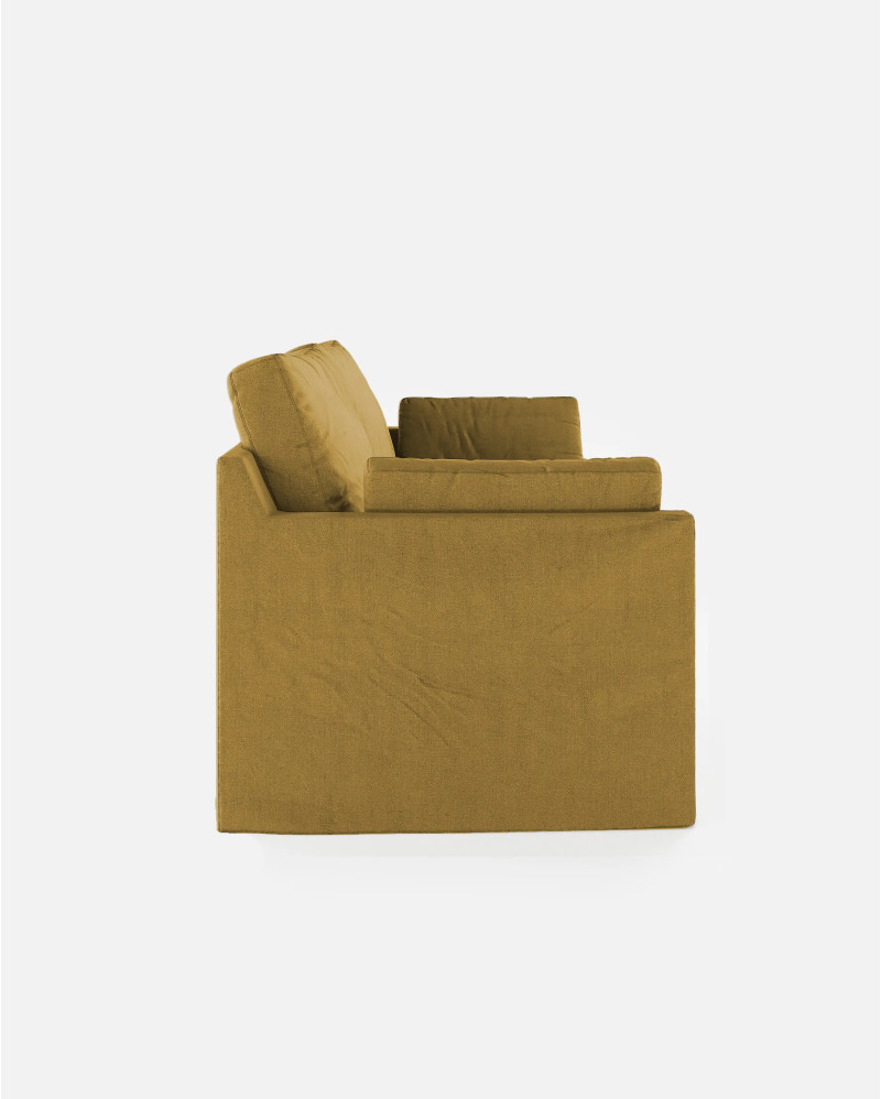 BEETHOVEN LINEAL 2-seater sofa in linen 182 x 95 x 94 cm mustard