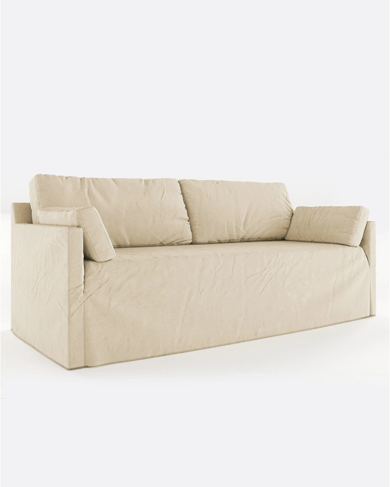 BEETHOVEN LINEAL 3-seater sofa in linen 212 x 95 x 94 cm cross