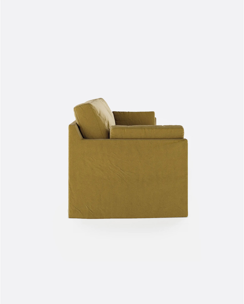 BEETHOVEN LINEAL 3-seater sofa in linen 212 x 95 x 94 cm mustard