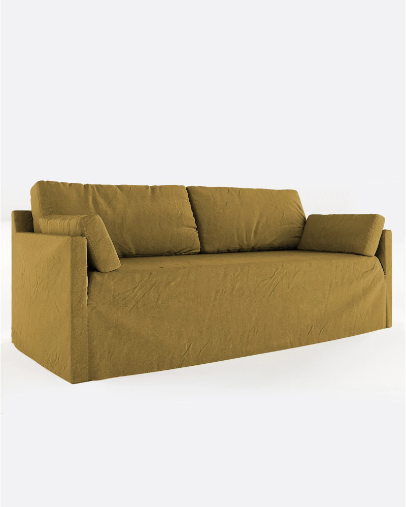 BEETHOVEN LINEAL 3-seater sofa in linen 212 x 95 x 94 cm mustard