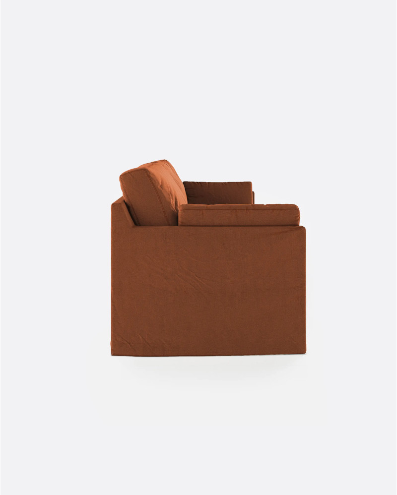 BEETHOVEN LINEAL 3-seater sofa in linen 212 x 95 x 94 cm terracotta
