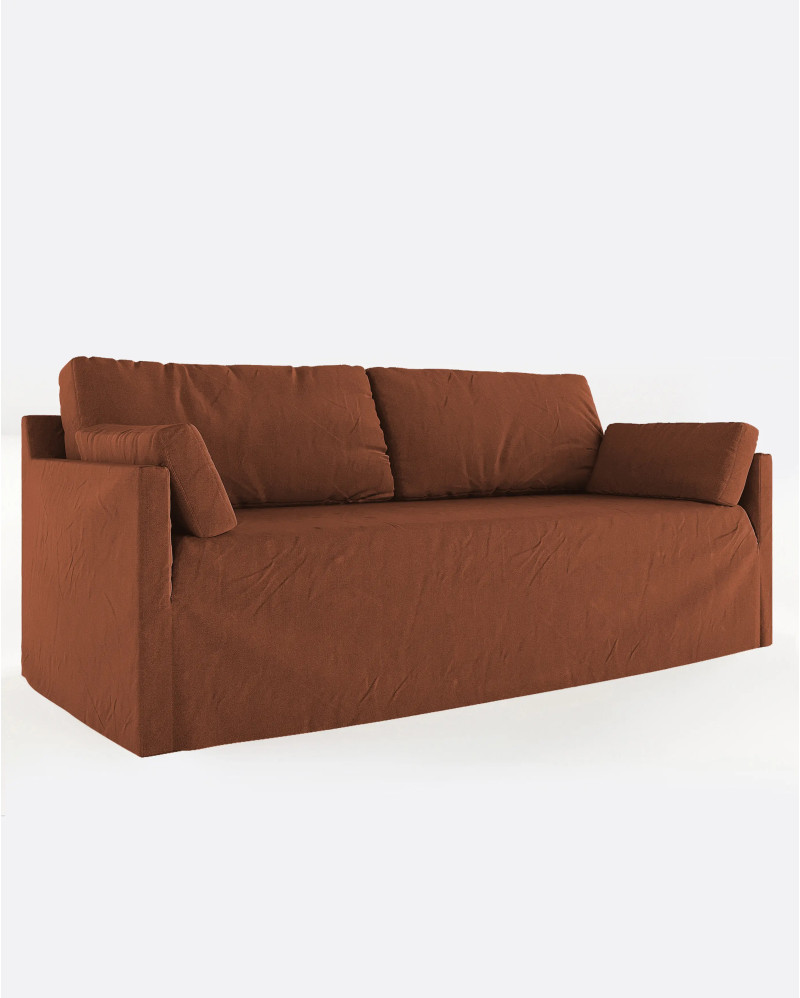 BEETHOVEN LINEAL 3-seater sofa in linen 212 x 95 x 94 cm terracotta