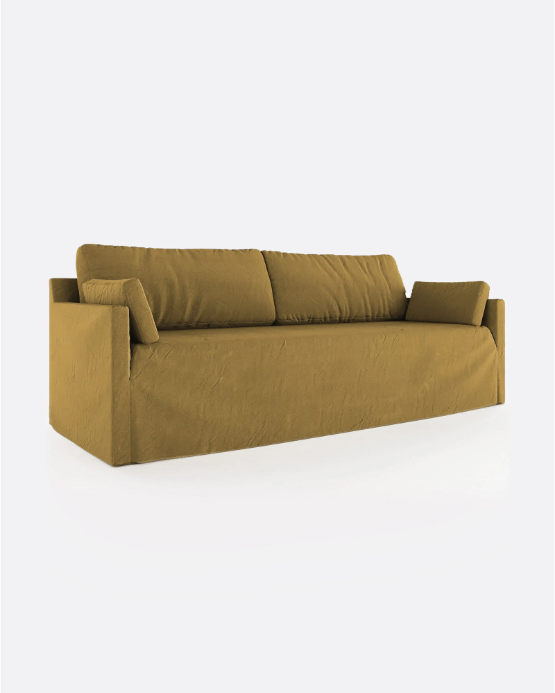 BEETHOVEN LINEAL 4-seater sofa in linen 242 x 95 x 94 cm mustard