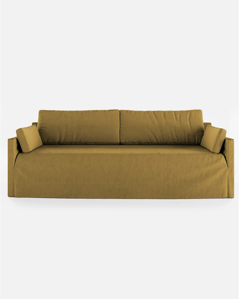 BEETHOVEN LINEAL canapé 4 places en lin 242 x 95 x 94 cm moutarde