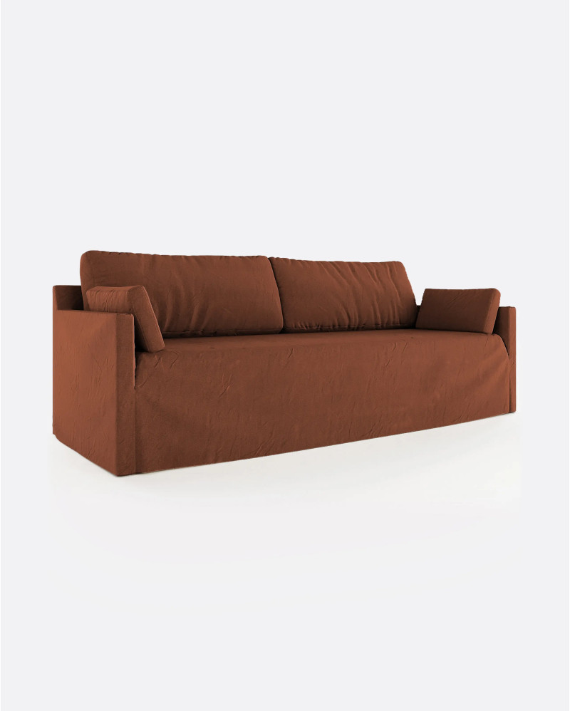 BEETHOVEN LINEAL 4-seater sofa in linen 242 x 95 x 94 cm terracotta