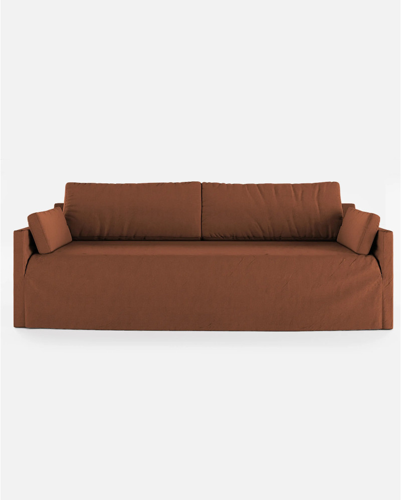 BEETHOVEN LINEAL 4-seater sofa in linen 242 x 95 x 94 cm terracotta