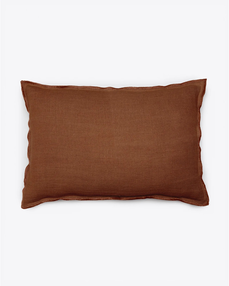 KAURA linen cushion cover 60 x 40 cm in terracotta