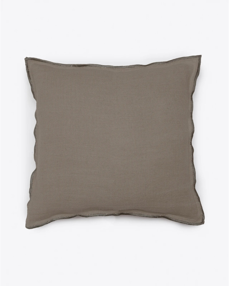 Housse de coussin KAURA en lin 60 x 60 cm en taupe