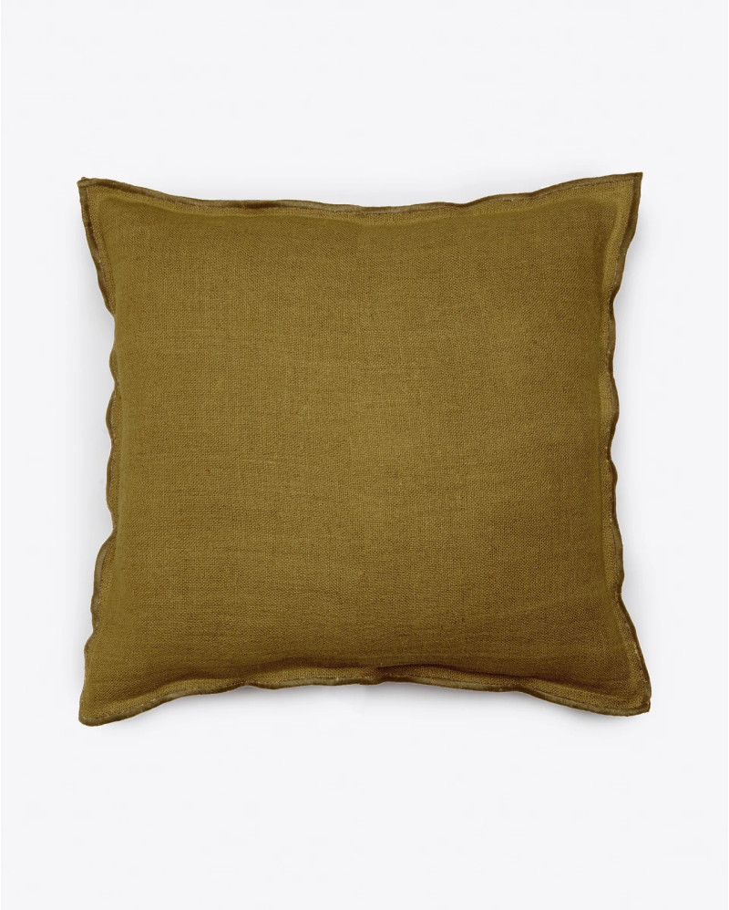 KAURA linen cushion cover 60 x 60 cm in mustard