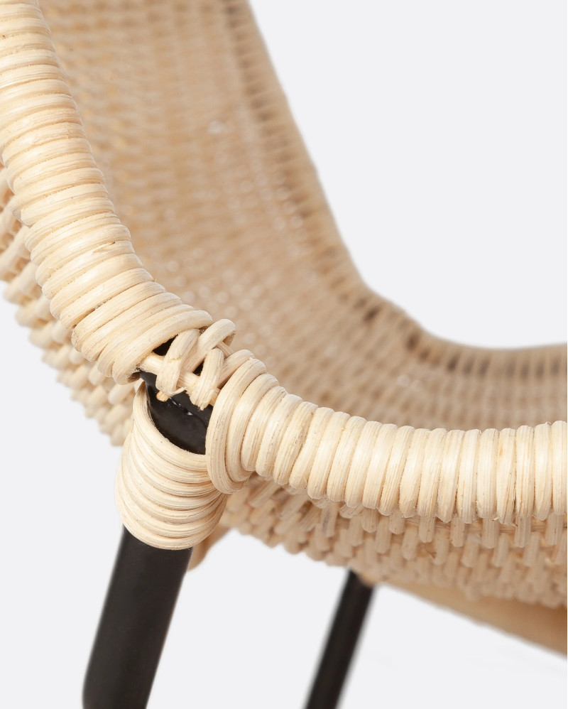 Chair in rattan and iron