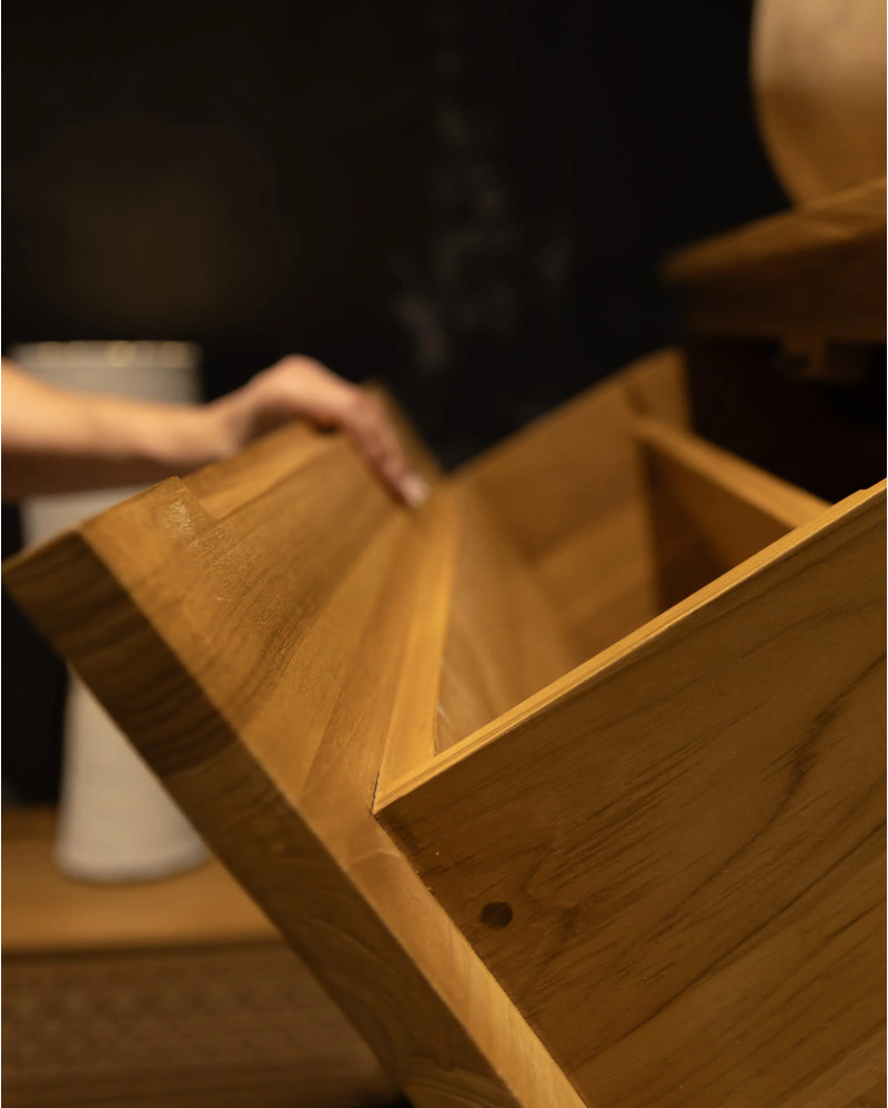 EROSI shoe cabinet in teak wood 90 x 35 x 116 cm