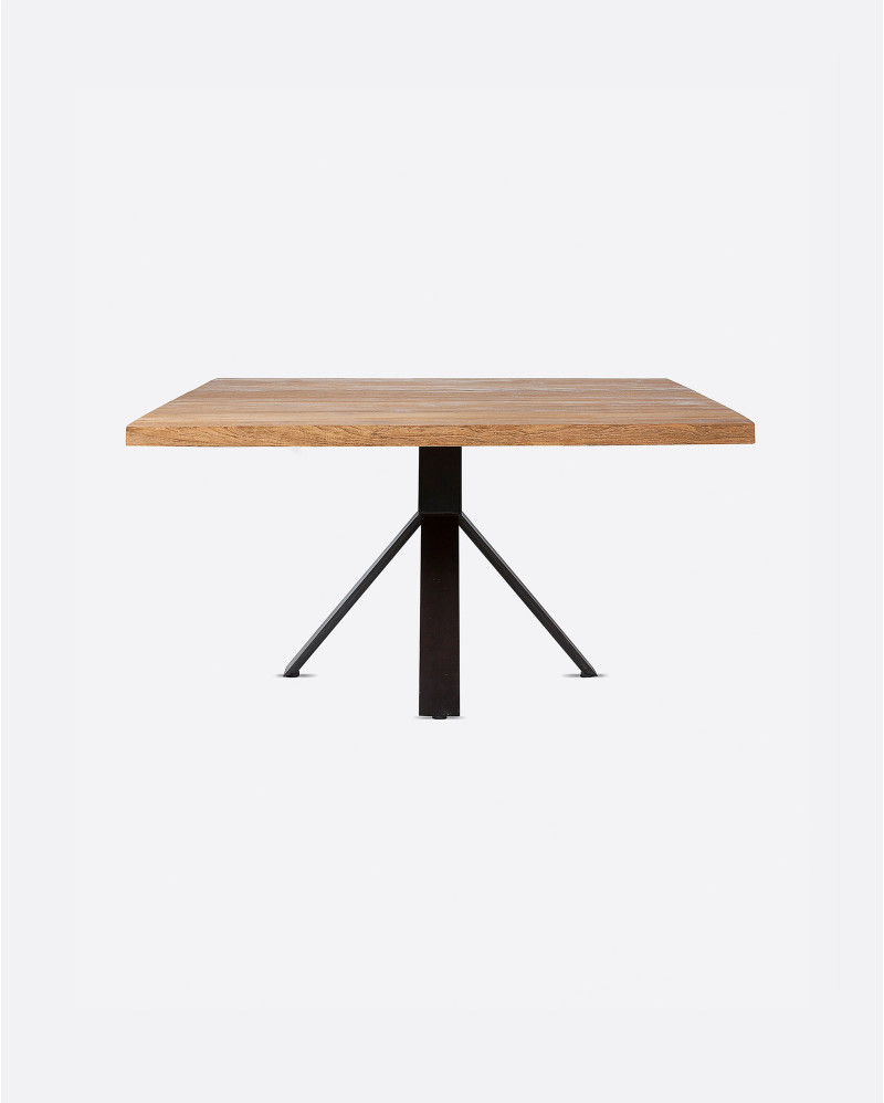 Mesa de comedor JATI de madera de teca reciclada y hierro 140 X 140 x 76 cm