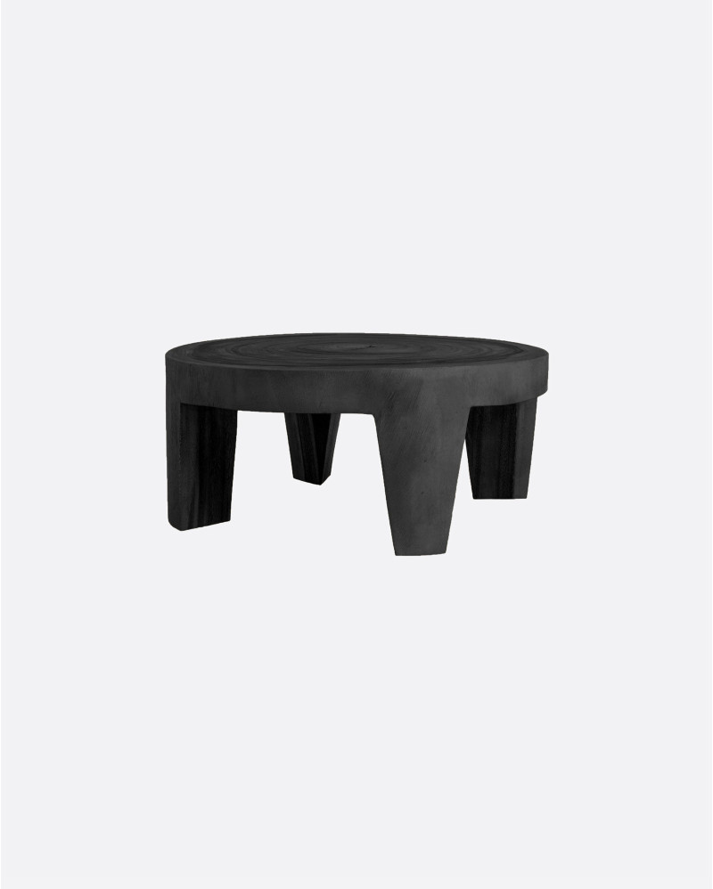 Mesa de centro RIVIA de madera de suar Ø 80 cm x 35 cm de altura en color negro