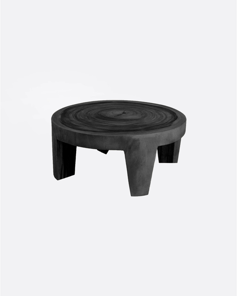 Mesa de centro RIVIA de madera de suar Ø 80 cm x 35 cm de altura en color negro
