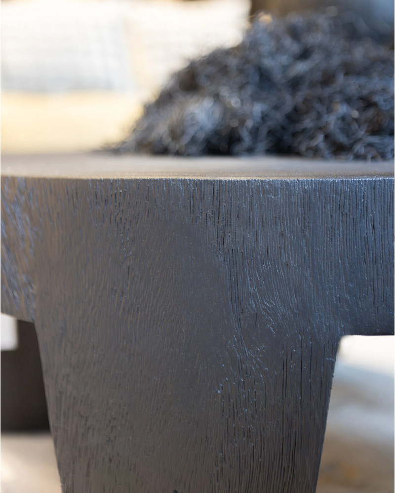 Mesa de centro RIVIA de madera de suar Ø 80 cm x 35 cm de altura en color negro