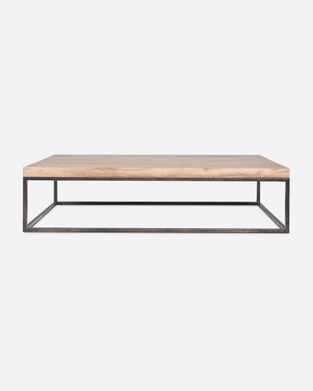 CUB coffee table in recycled teak wood and iron 140 x 80 x 35 cm