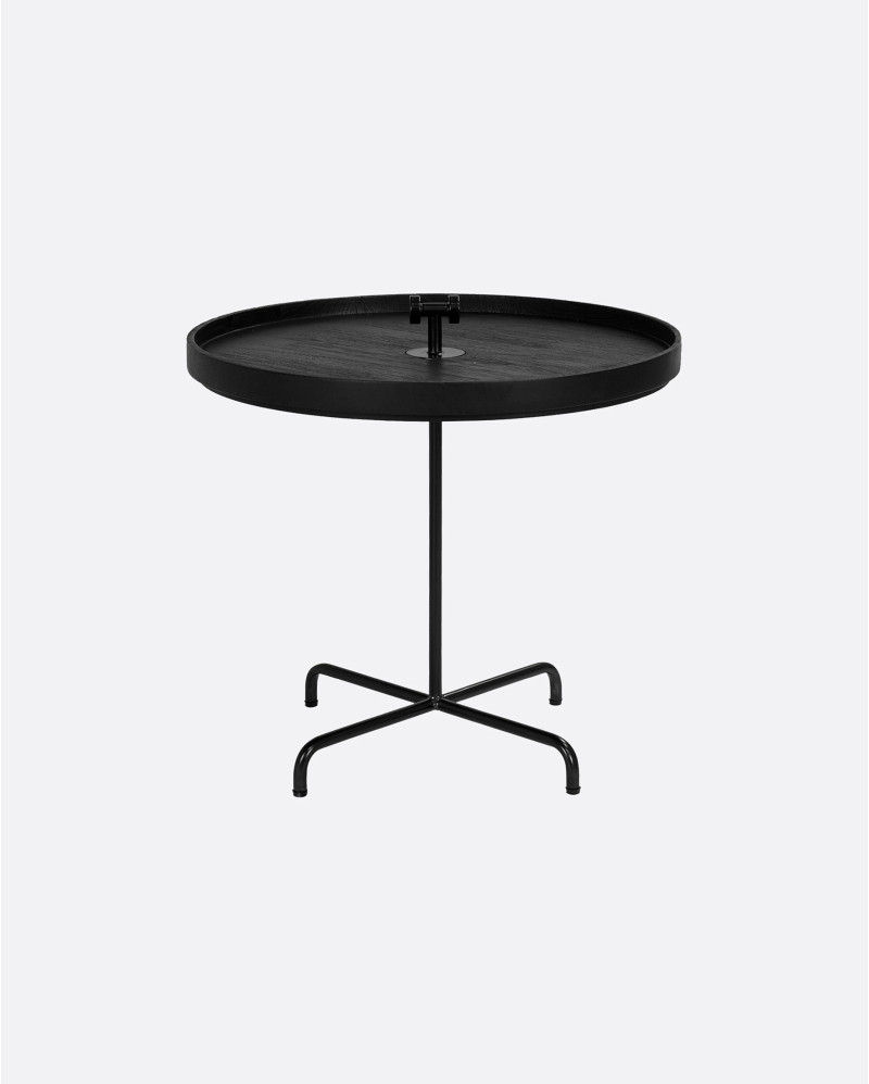 BIMA side table in recycled teak wood and iron Ø 50 cm x 45 cm high