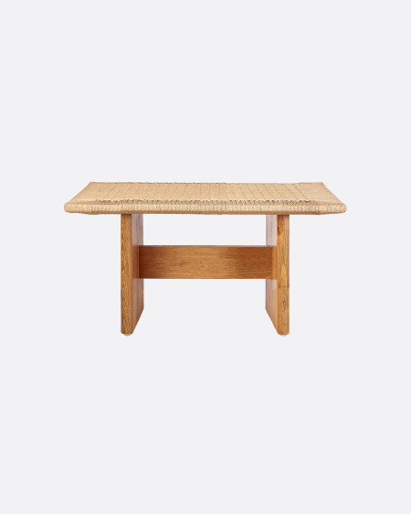 UBUD side table in recycled teak wood and paper cord 60 x 42 x 37 cm