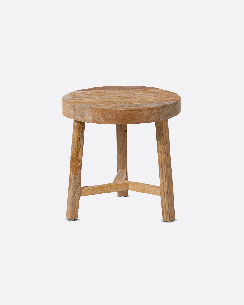 Table d'appoint KYRO en bois de teck recyclé Ø 40 cm x 40 cm de hauteur
