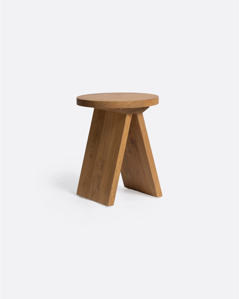 Table d'appoint BATU en bois de teck recyclé Ø 37 cm x 45 cm de hauter en couleur naturelle