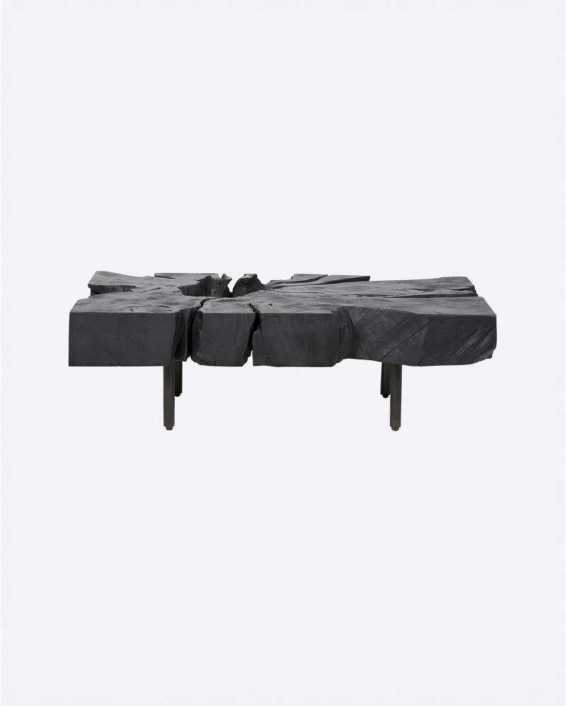 Mesa de centro ROOT de raíz de teca y hierro 120 x 60 x 37 cm en color negro