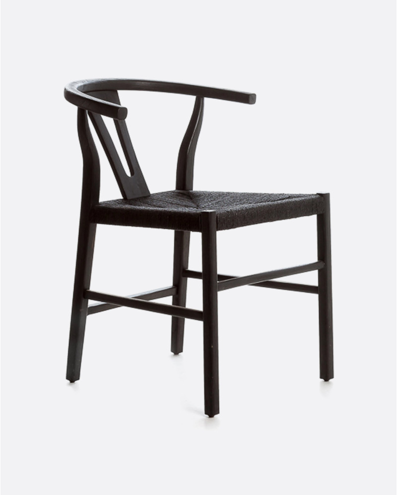 Silla ROB de madera de teca y cuerda de papel 55 x 57 x 76 cm en color negro