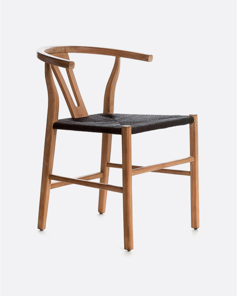 ROB chair in teak wood and paper cord 55 x 57 x 76 cm in black and natural colour