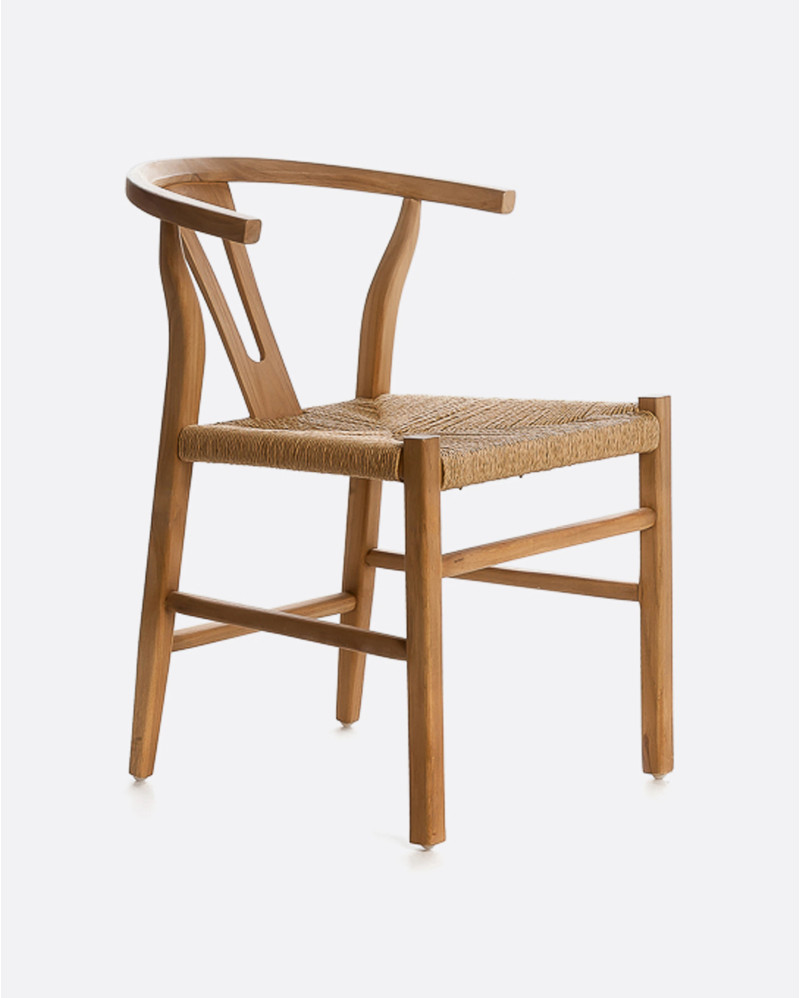 ROB chair in teak wood and paper cord 55 x 57 x 76 cm in natural and black colour