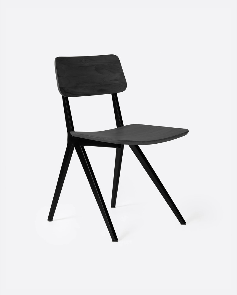 LIKU chair in teak wood and aluminium 44 x 55 x 80 cm in black colour
