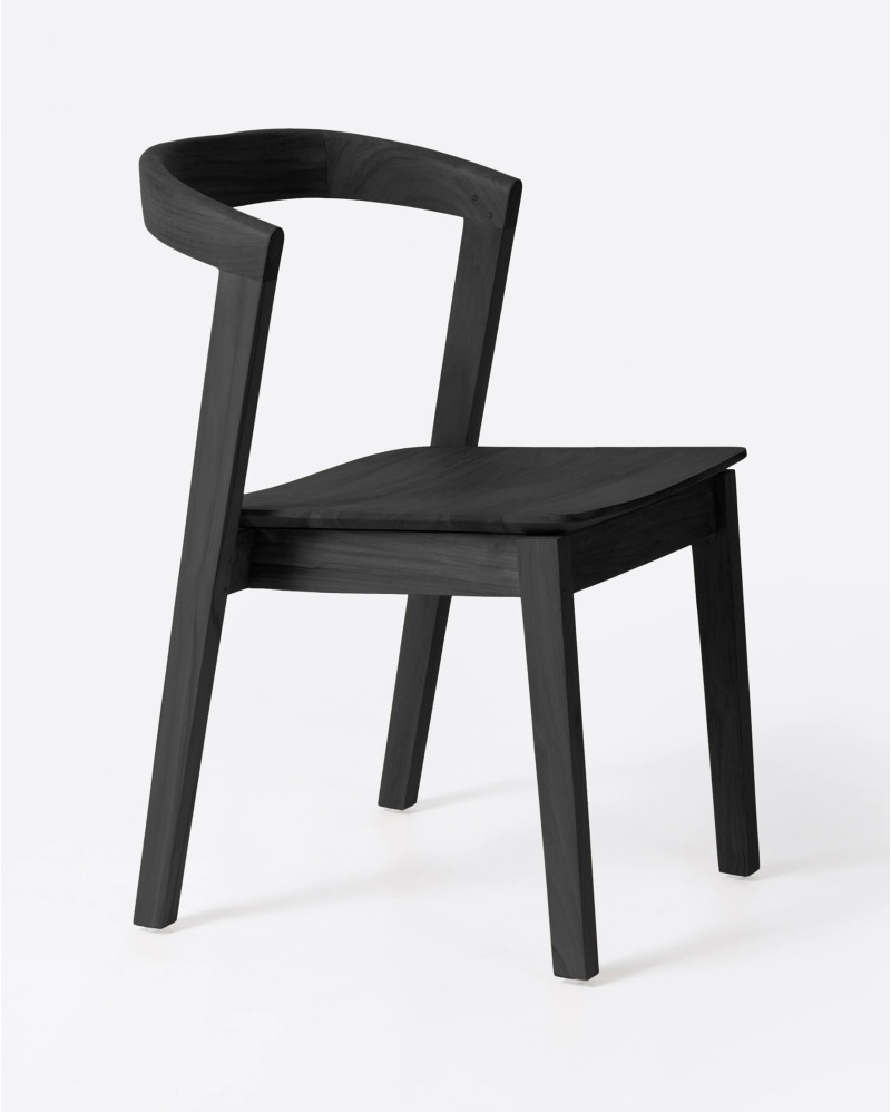 Chaise ARC sans accoudoirs en bois de teck 52 x 53 x 76 cm en couleur noire