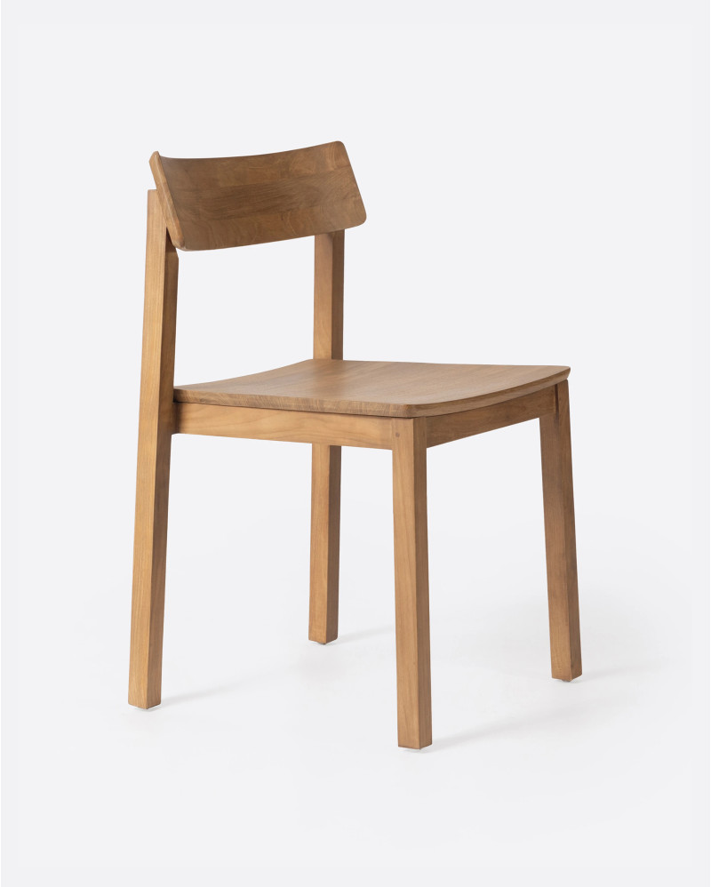 Chaise empilable RAWI WA en bois de teck 50 x 47 x 78 cm, couleur naturelle