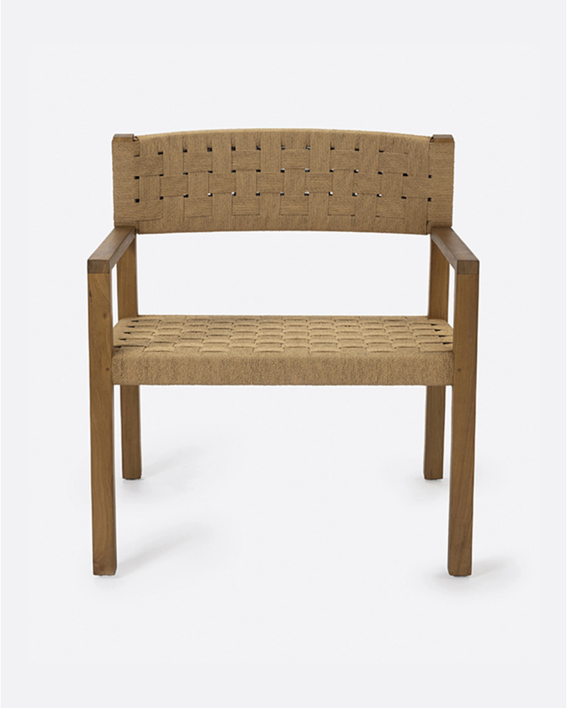 CORA lounge chair in teak wood and paper cord 68 x 65 x 73 cm in natural colour