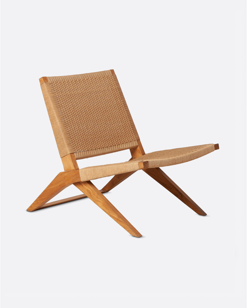 Silla lounge LAWIT de madera de teca y cuerda de papel 62 x 80 x 73 cm en color natural