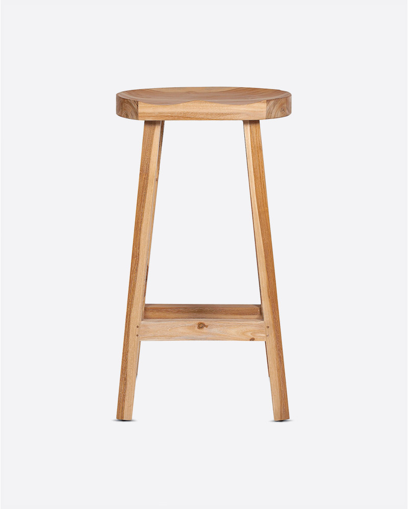 Taburete alto KING de madera de teca reciclada 44 x 38 x 79 cm en color natural