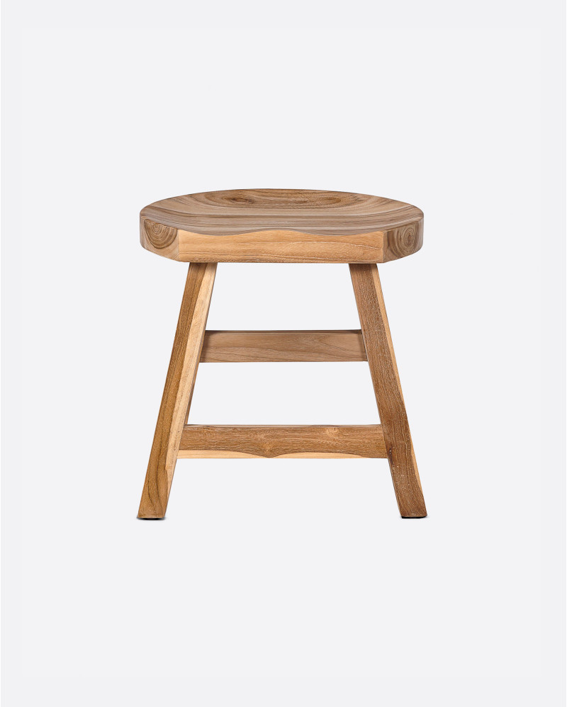 KING stool in recycled teak wood 44 x 38 x 45 cm in natural colour