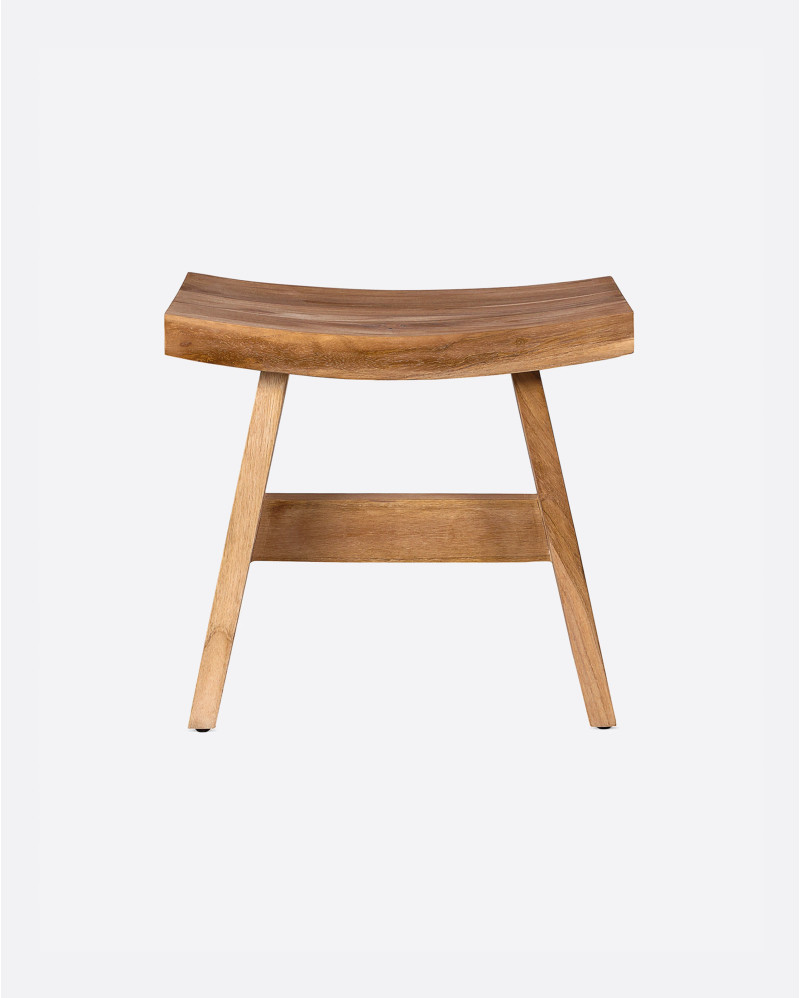 Tabouret U en bois de teck 47 x 26 x 45 cm en couleur naturelle