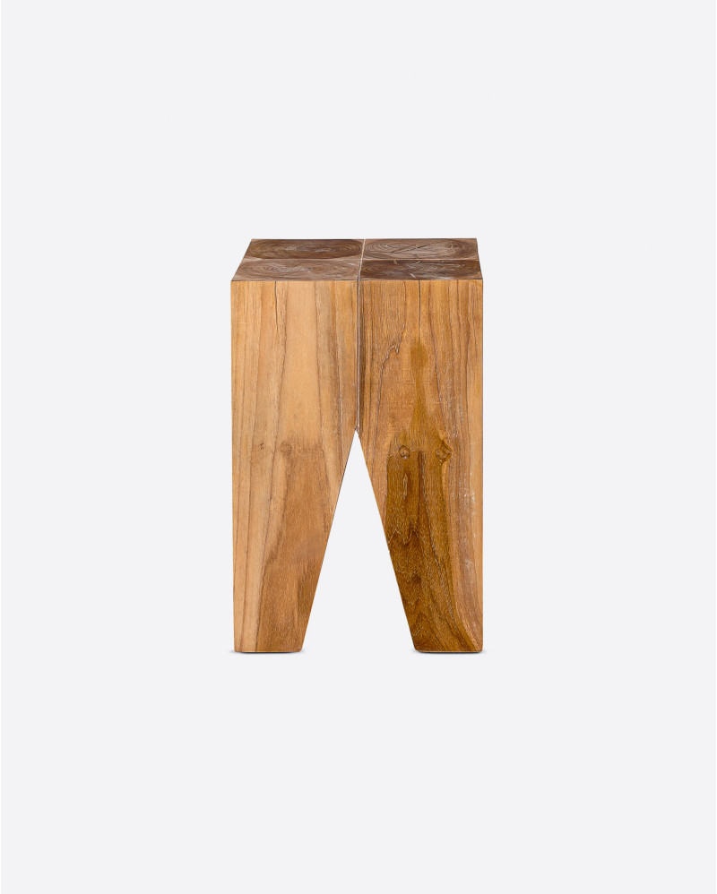 TRIANGLE stool in teak wood 30 x 30 x 45 cm in natural colour
