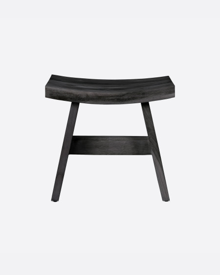 U stool in teak wood 47 x 26 x 45 cm in black colour